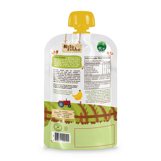 Papinha Organica Natural de Fruta sabor Banana Natuzinho - embalagem verso