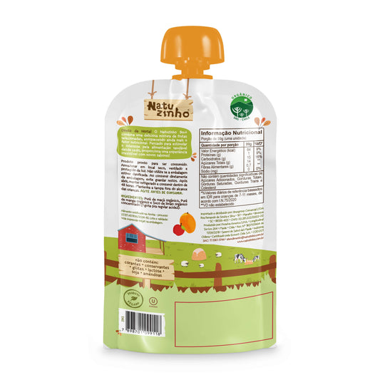 Papinha Organica Natural de Fruta sabor Manga e maça Natuzinho - embalagem verso