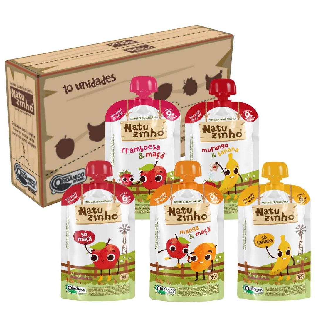 Kit Natuzinho 10 Papinhas Orgânicas: Degustação para Bebês