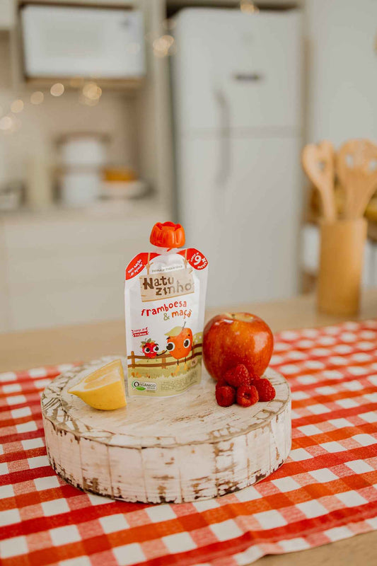 Papinha Orgânica Framboesa e Maçã para Bebês: sabor natural - Natuzinho