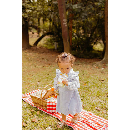Kit Papinha Organica Natuzinho Banana Bebe 12 unidades - bebe alegre no parque com natuzinho na mao