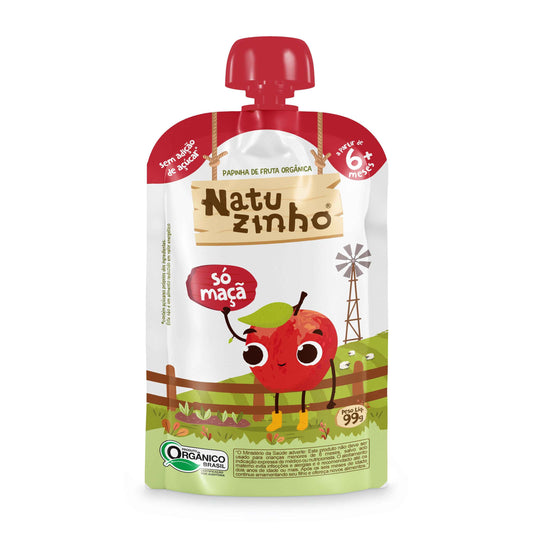 Papinha Organica Natural de Fruta sabor só maça Natuzinho - embalagem frente
