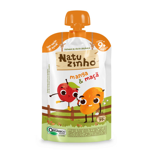 Papinha Organica Natural de Fruta sabor Manga e maça Natuzinho - embalagem frente
